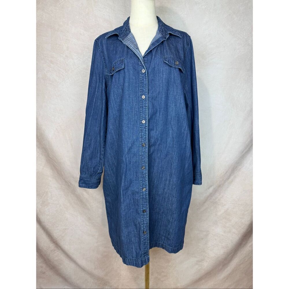 Laura Scott Denim Dress 100% Cotton Size L/XL Button Front